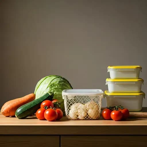 vegetables and boxes